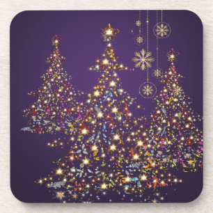 PixDezines Whimpsy Christmas Tree+snowflakes Coaster