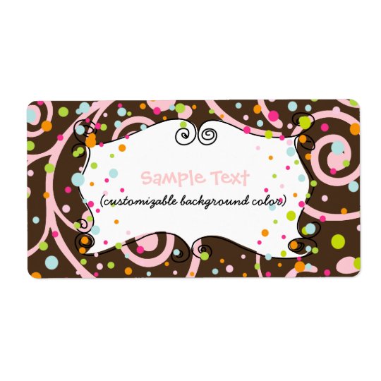 PixDezines Whimsy, pink chocolate, cupcakes Shipping Label