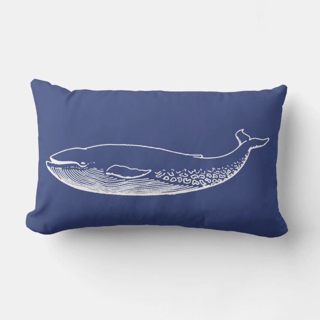 PixDezines white+blue blue whale/diy background Lumbar Cushion (Front)