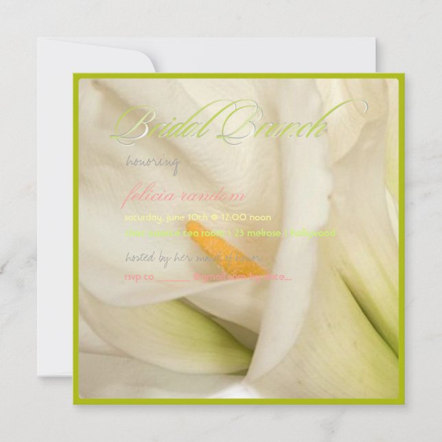 PixDezines white calla lily/bridal brunch Invitation (Front)