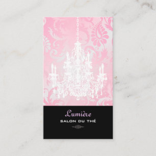 PixDezines White Chandelier+Pink Damask Business Card