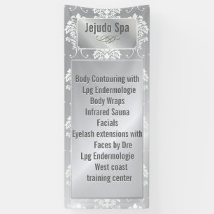 PixDezines White Damask + Silver Tone Banner