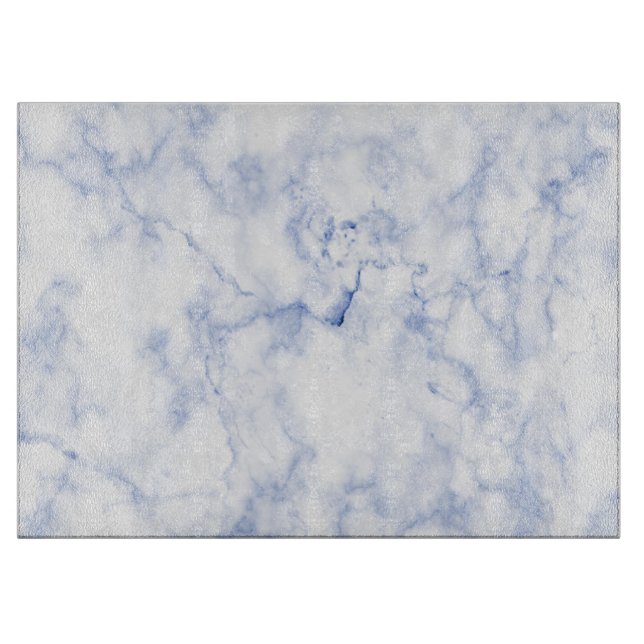 PIXDEZINES WHITE MARBLE+CERULEAN BLUE VEINS CUTTING BOARD (Front)