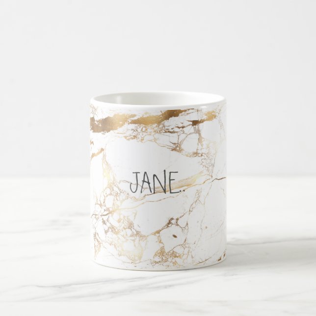PixDezines WHITE MARBLE+FAUX GOLD VEINS Coffee Mug (Center)