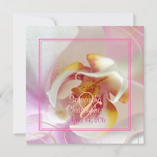 PixDezines White Orchid | Pale Pink + White Invitation (Front)