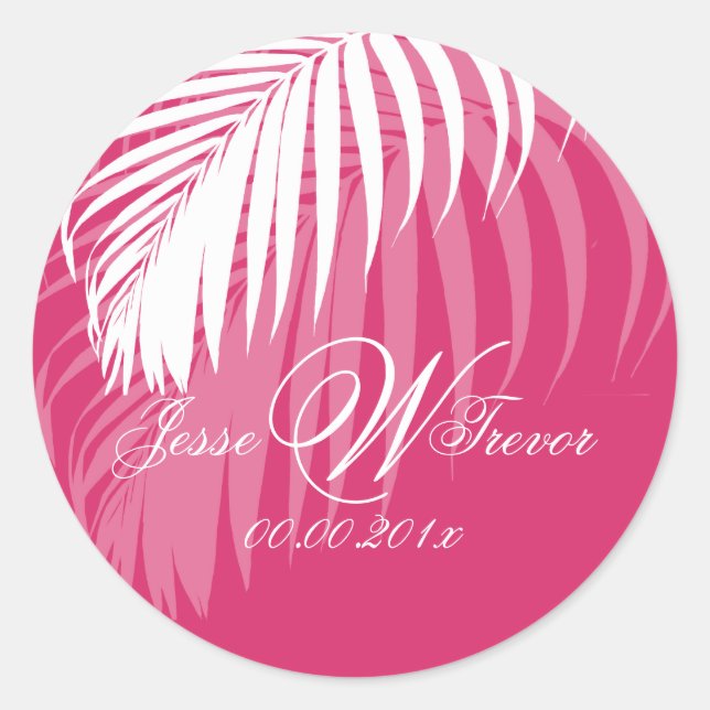 PixDezines White Palm Fronds, DIY background Classic Round Sticker (Front)