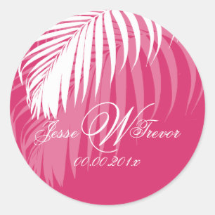 PixDezines White Palm Fronds, DIY background Classic Round Sticker
