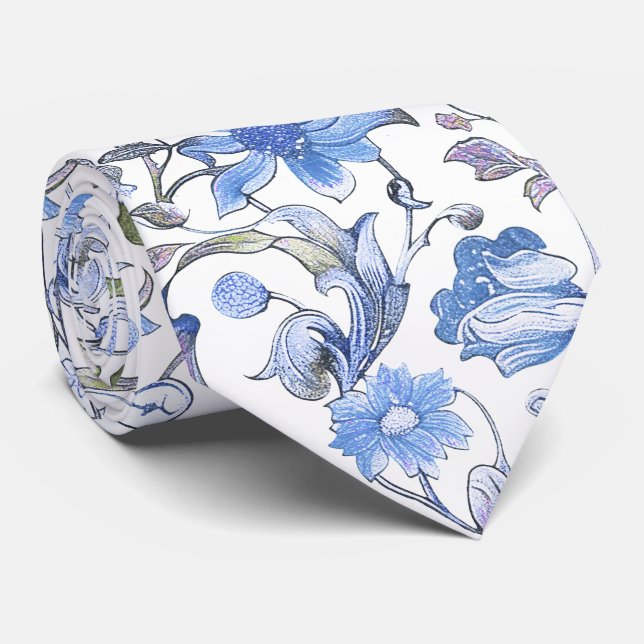 PixDezines William Morris Cornflower Blue DIY Tie (Rolled)