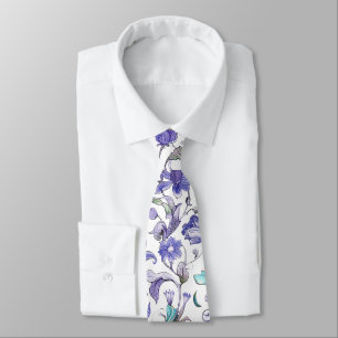PixDezines William Morris Floral Purple Aqua Tie