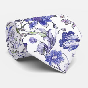 PixDezines William Morris Floral Purple Green Tie