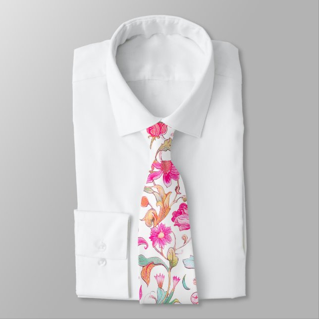 PixDezines William Morris Pink Blue Tie (Tied)
