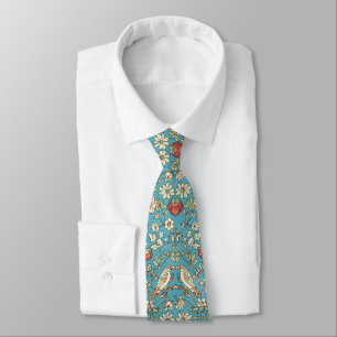 PixDezines William Morris Strawberry Thief Turquoi Tie