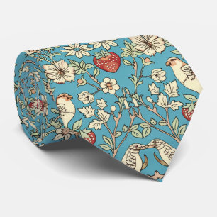 PixDezines William Morris Strawberry Thief Turquoi Tie