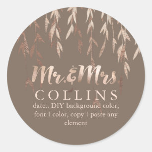 PixDezines Willow/Faux Rose Gold/DIY background Classic Round Sticker