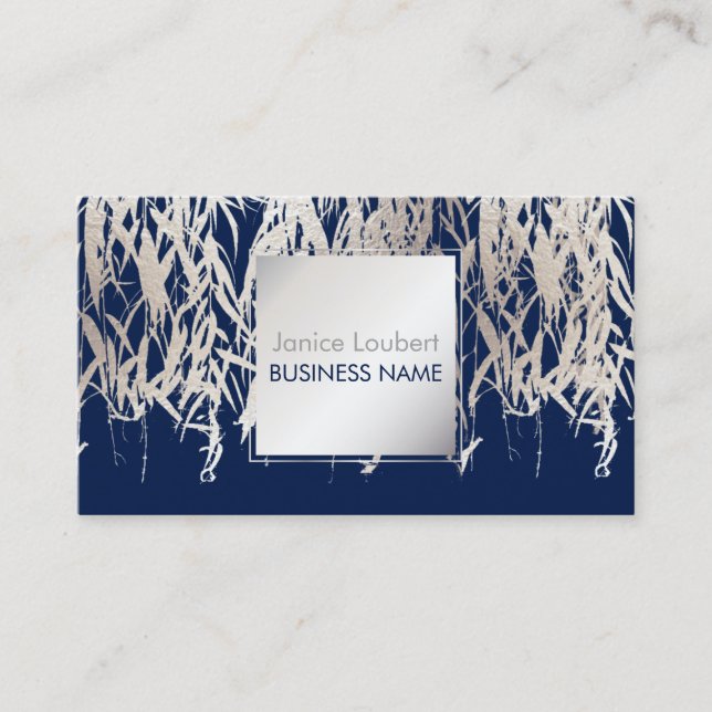 PixDezines Willow/Faux Silver Foil/DIY background Business Card (Front)