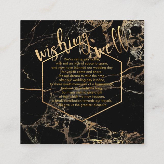 PixDezines Wishing Well/Black Marble Gold Veins Enclosure Card (Front)