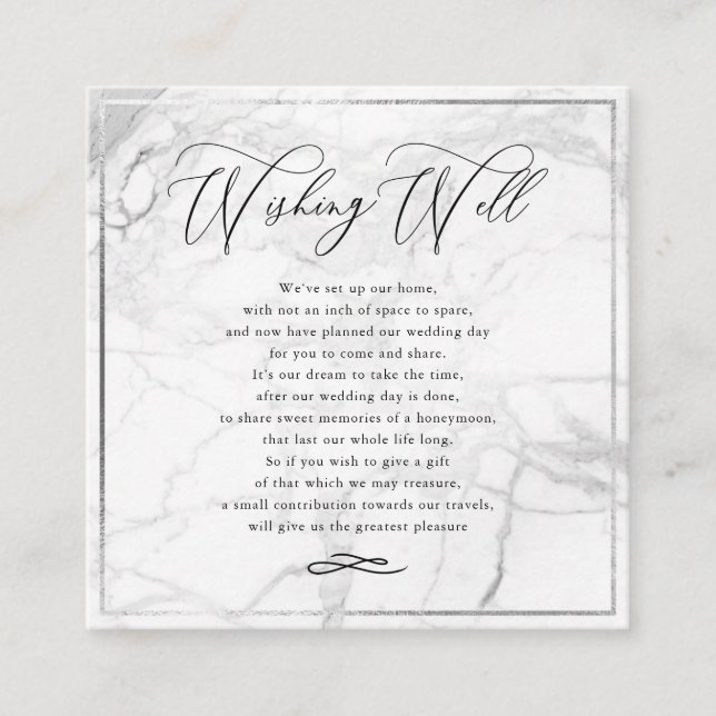 PixDezines Wishing Well Calligraphy Marble Enclosure Card (Front)