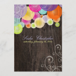 PixDezines wood grain+fiesta lanterns Invitation