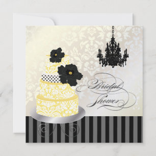 PixDezines Yellow+White Wedding Cake Bridal Shower Invitation