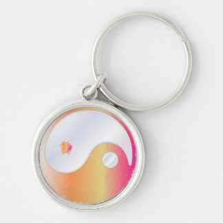 PixDezines yin yang/white+dash of grunge Key Ring