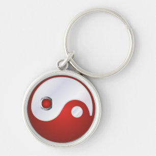 PixDezines yin yang/white+red Key Ring