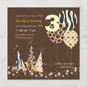 PixDezines Zebra Balloons Birthday Invitations