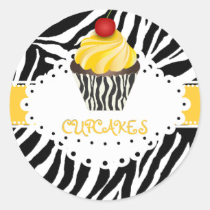 PixDezines zebra+cupcake/DIY colour Classic Round Sticker