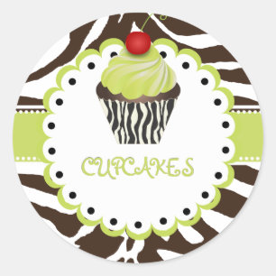 PixDezines zebra+cupcake/DIY colour Classic Round Sticker