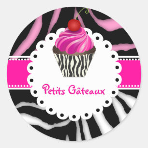 PixDezines zebra cupcake/DIY colour Classic Round Sticker