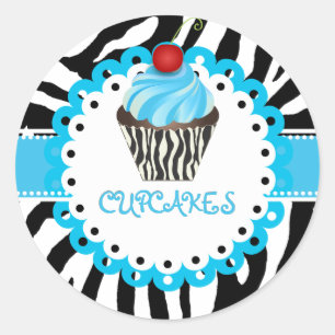 PixDezines zebra+cupcake/DIY colour Classic Round Sticker