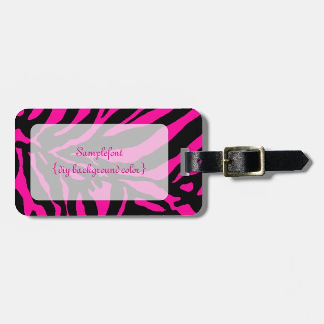PixDezines zebra/diy background colour Luggage Tag (Front Horizontal)