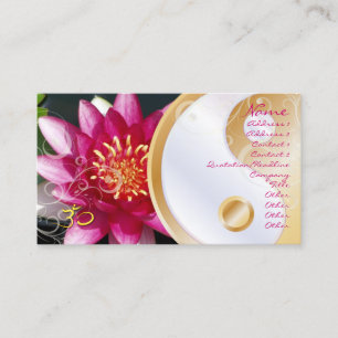 PixDezinesFuschia lotus + pearly swirls + yin yang Business Card