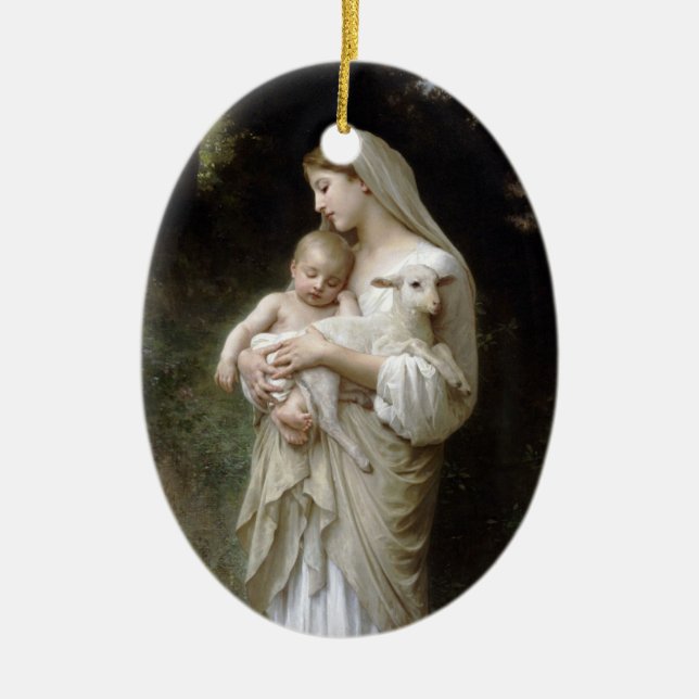 PixDezinves L'innocence by Bougeureau painting Ceramic Tree Decoration (Front)