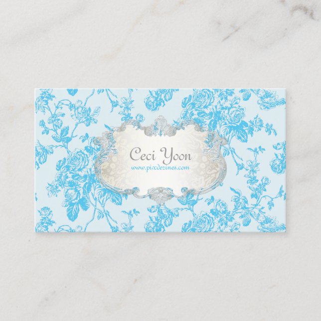 PixDezinves toile/aqua blue roses/DIY background Business Card (Front)