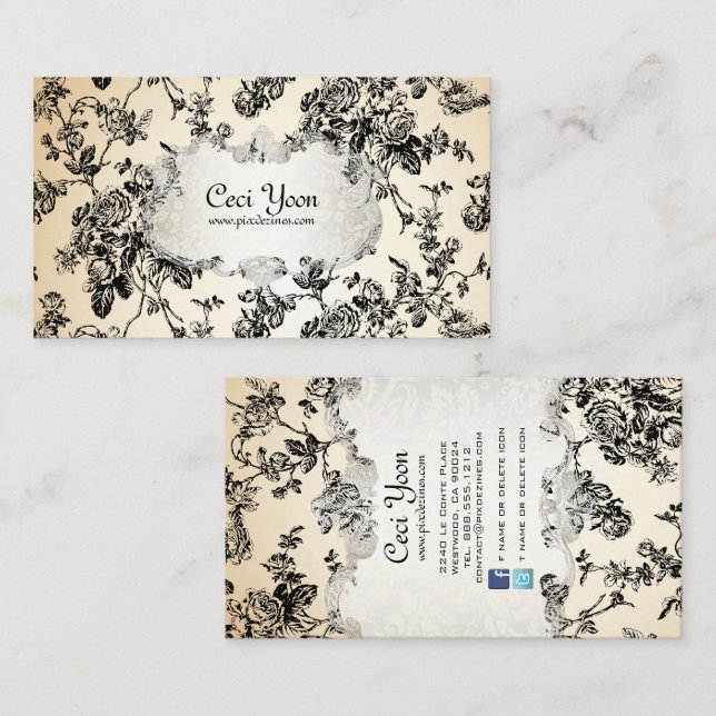 PixDezinves toile/black roses/DIY background Business Card (Front/Back)