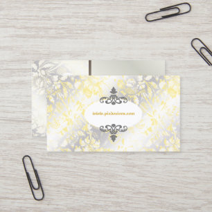 PixDezinves Vintage Roses Yellow+Grey Business Card
