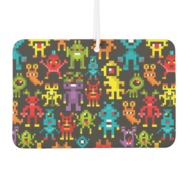 Pixel 8bit monsters car air freshener (Front)
