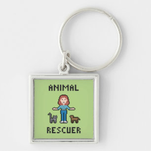 Pixel Animal Rescuer Key Ring