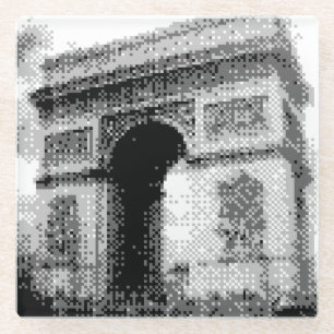 pixel art arc de triumph glass coaster