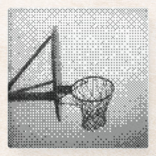 pixel art basketball hoop  glass coaster