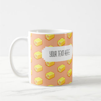 Pixel Art Battenberg Cake Pattern with Label Coffee Mug