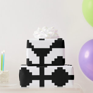 Pixel Art Black Cross Symbol  Wrapping Paper