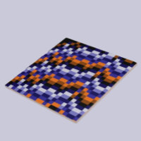 Pixel Art Ceramic Tile – Blues, Orange & Earth