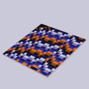 Pixel Art Ceramic Tile – Blues, Orange & Earth