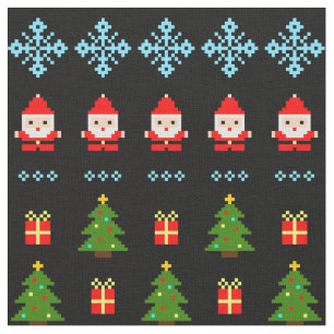 Pixel Art Christmas Fabric