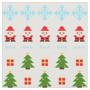 Pixel Art Christmas Fabric