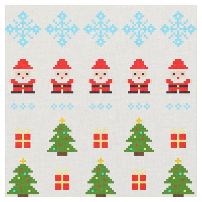 Pixel Art Christmas Fabric (Close Up)