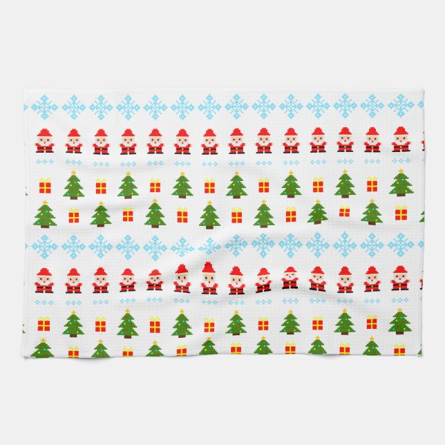Pixel Art Christmas Tea Towel (Horizontal)