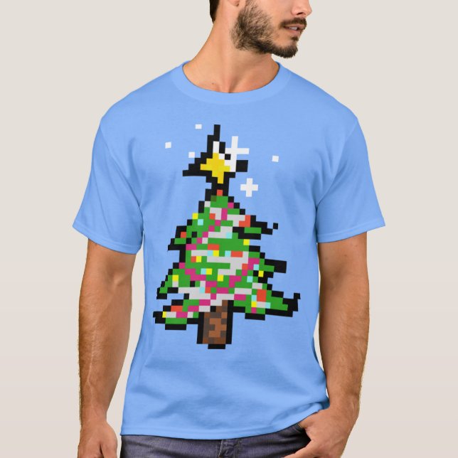 Pixel Art Christmas Tree Oversized T-Shirt (Front)