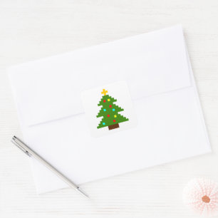 Pixel Art Christmas Tree Square Sticker